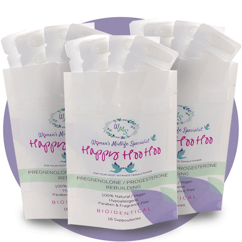 HAPPY HOO HOO - A REBUILDING FORMULATION 3-PACK of Bioidentical Pregnenolone USP & Progesterone USP in a Vaginal Suppository (Save $22.00 on 3-Pack)
